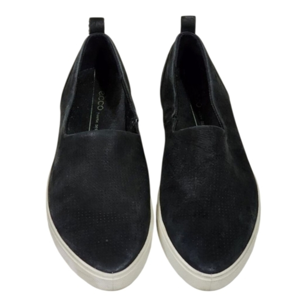 ECCO Danish Design Black Suede Leather Slip On Comfort Sneakers Casual Shoes 7